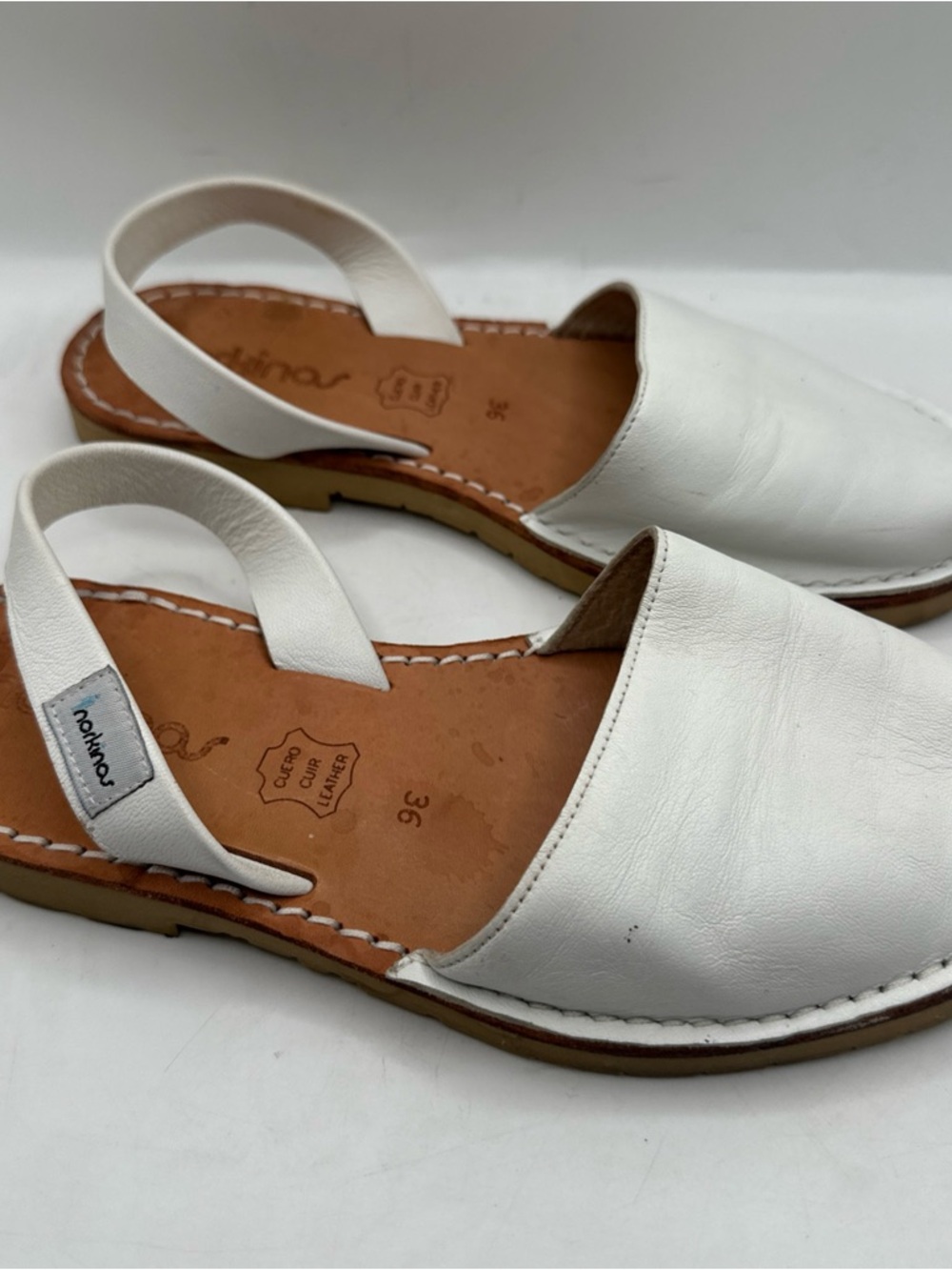 Norkinas Women’s White Slingback Leather Spain Sandals - Picture 3 of 12